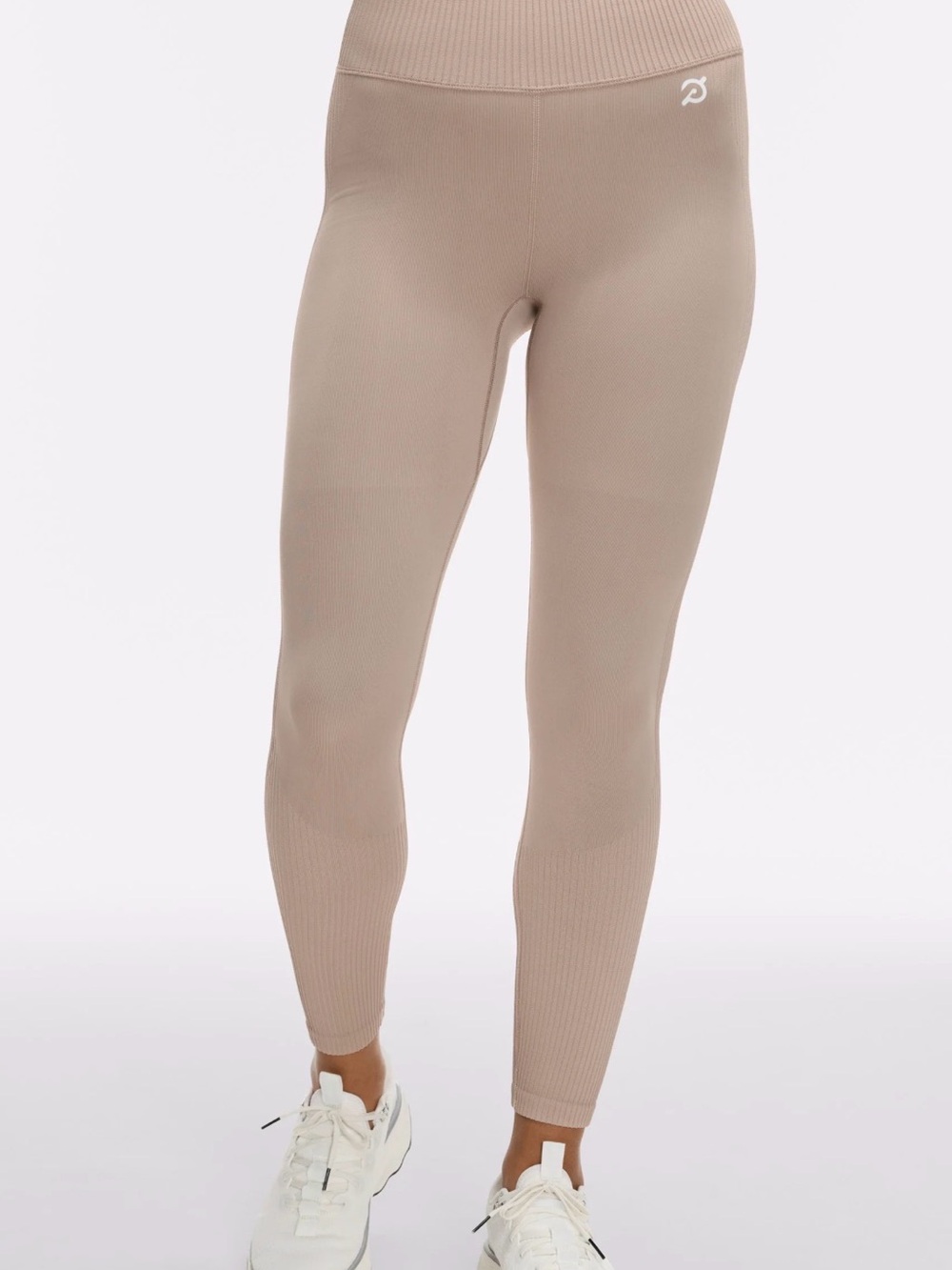 Peloton Ribbed High-Rise Leggings in Taupe